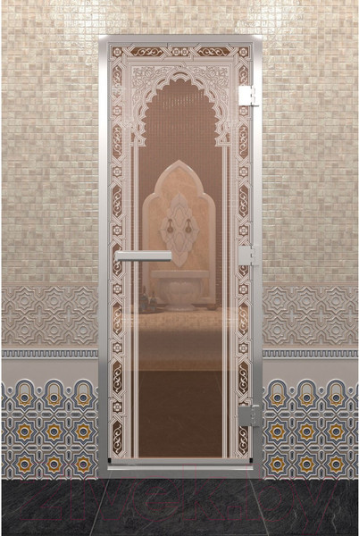 Изображение товара Стеклянная дверь для бани/сауны Doorwood Хамам Восточная арка 70x190 / DW00468 (бронза)