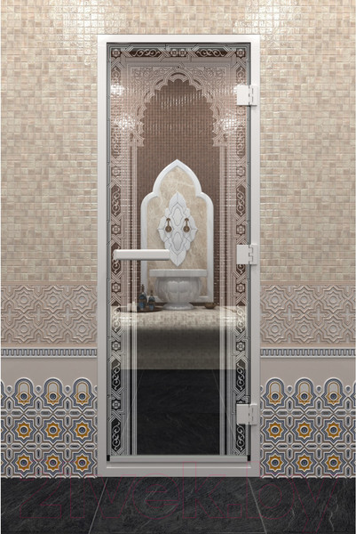 Изображение товара Стеклянная дверь для бани/сауны Doorwood Хамам Восточная арка 70x190 / DW00474 (прозрачный)
