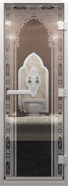 Изображение товара Стеклянная дверь для бани/сауны Doorwood Хамам Восточная арка 80x200 / DW00477 (прозрачный)