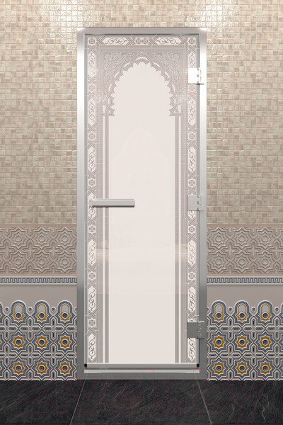 Изображение товара Стеклянная дверь для бани/сауны Doorwood Хамам Восточная арка 70x190 / DW00801 (сатин)