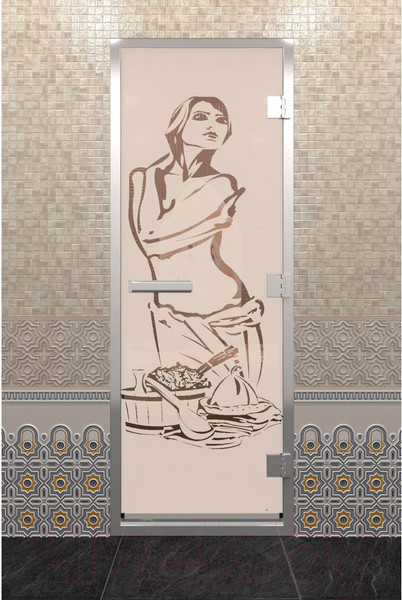 Изображение товара Стеклянная дверь для бани/сауны Doorwood Хамам Искушение 80x200 / DW00154 (бронза матовое)