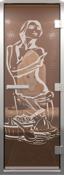 Изображение товара Стеклянная дверь для бани/сауны Doorwood Хамам Искушение 80x200 / DW00137 (бронза)