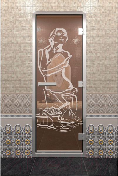 Изображение товара Стеклянная дверь для бани/сауны Doorwood Хамам Искушение 80x200 / DW00137 (бронза)