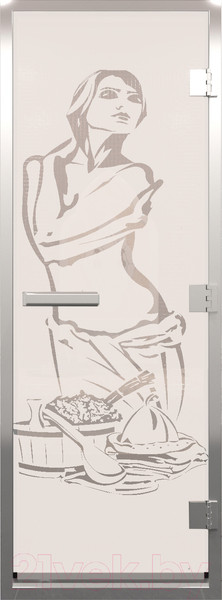 Изображение товара Стеклянная дверь для бани/сауны Doorwood Хамам Искушение 80x200 / DW00149 (сатин)