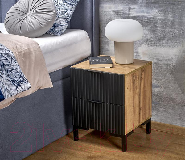 Изображение товара Прикроватная тумба Halmar Nela (дуб вотан/черный)