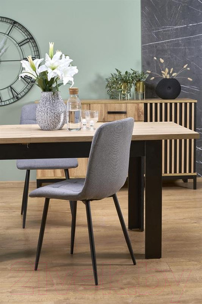 Изображение товара Обеденный стол Halmar Bagio 120-160x80x77 (дуб артизан/черный)