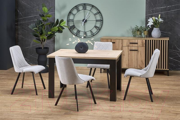Изображение товара Обеденный стол Halmar Bagio 120-160x80x77 (дуб артизан/черный)