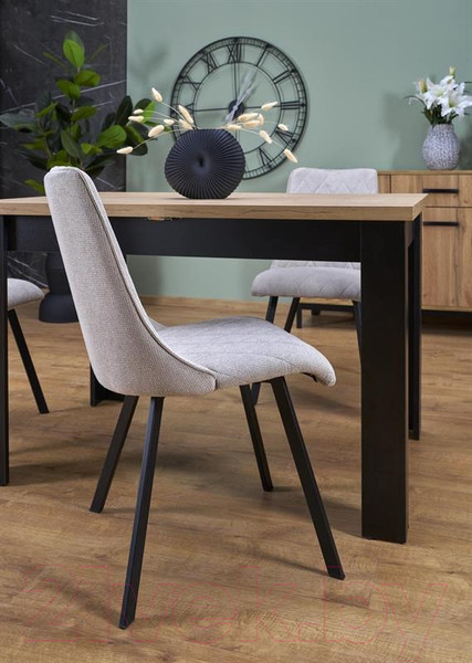 Изображение товара Обеденный стол Halmar Bagio 120-160x80x77 (дуб артизан/черный)