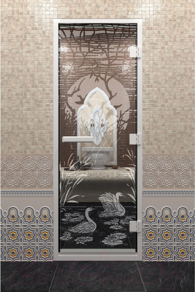 Изображение товара Стеклянная дверь для бани/сауны Doorwood Хамам Лебединое озеро 80x200 / DW00682 (прозрачный)