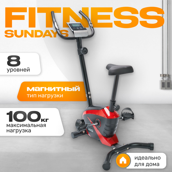 Велотренажер Sundays Fitness Simple Line K8309-6 (черный/красный)