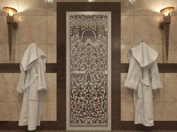 Изображение товара Стеклянная дверь для бани/сауны Doorwood Хамам Флоренция 70x190 / DW01651 (сатин)