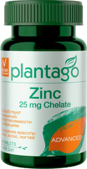 Изображение товара Витаминно-минеральный комплекс Plantago Zinc Chelate 25mg (60шт)