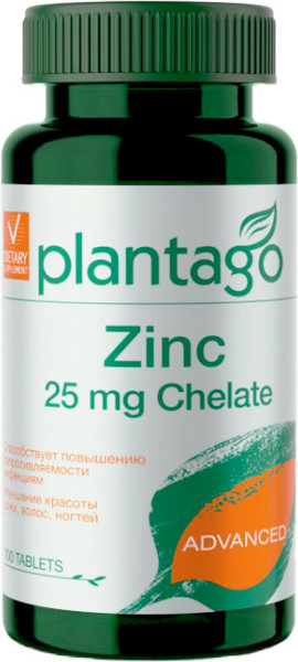 Изображение товара Минерал Plantago Zinc Chelate 25mg (100шт)