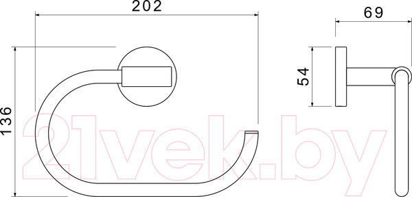Изображение товара Держатель для полотенца Aquatek Оберон AQ4221BG (золото)