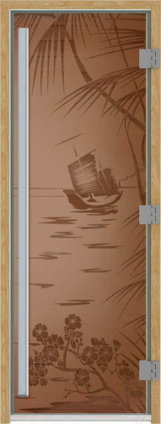 Изображение товара Стеклянная дверь для бани/сауны Doorwood Престиж Голубая лагуна 70x190 / DW03561 (бронза матовый)