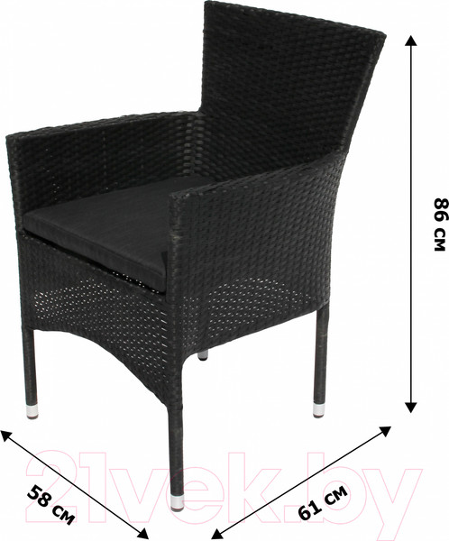 Изображение товара Комплект садовой мебели Garden Story Аскер / GS015/GS017 (черный/ротанг серый)
