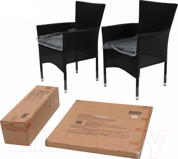Изображение товара Комплект садовой мебели Garden Story Аскер мини / GS015/GS016 (черный/ротанг серый)