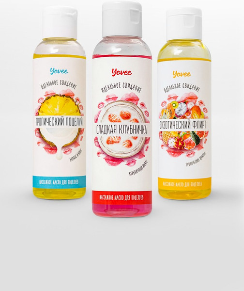 Изображение товара Эротическое массажное масло Yovee Тропический поцелуй со вкусом ананаса и кокоса (125мл)