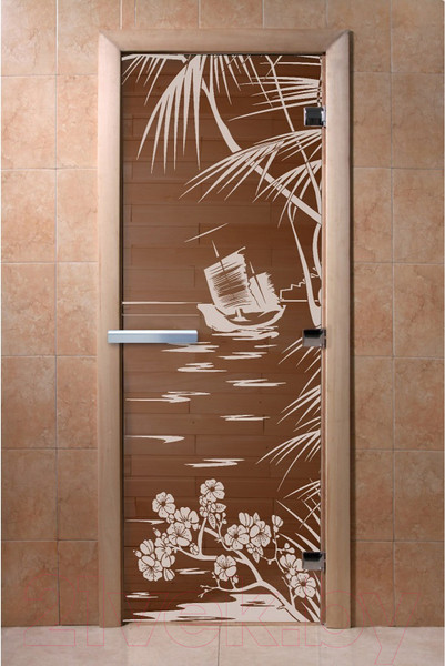 Изображение товара Стеклянная дверь для бани/сауны Doorwood Голубая лагуна 80x200 / DW00042 (бронза)