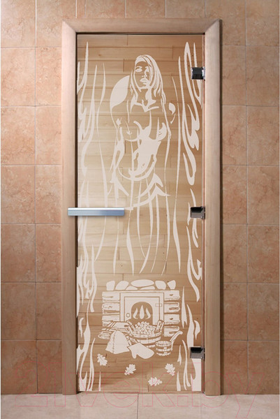 Изображение товара Стеклянная дверь для бани/сауны Doorwood Горячий пар 70x190 / DW01516 (прозрачный)