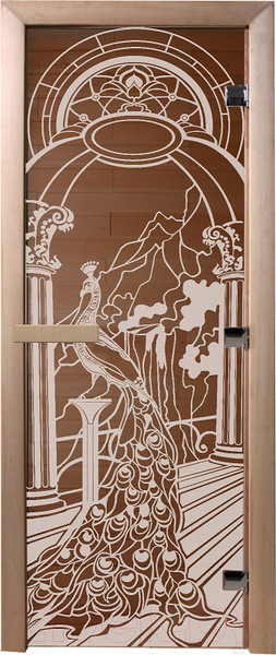 Изображение товара Стеклянная дверь для бани/сауны Doorwood Жар-птица 80x200 / DW01822 (бронза)
