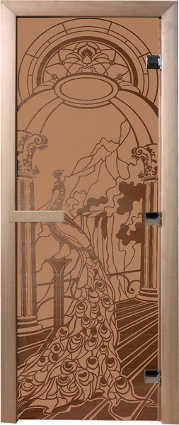 Изображение товара Стеклянная дверь для бани/сауны Doorwood Жар-птица 70x190 / DW01337 (бронза матовый)