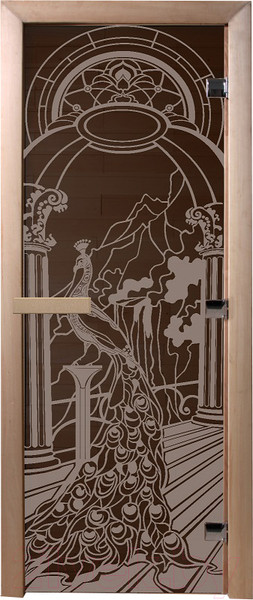 Изображение товара Стеклянная дверь для бани/сауны Doorwood Жар-птица 70x190 / DW02924 (графит)