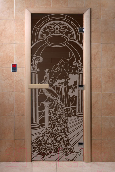 Изображение товара Стеклянная дверь для бани/сауны Doorwood Жар-птица 70x190 / DW02924 (графит)