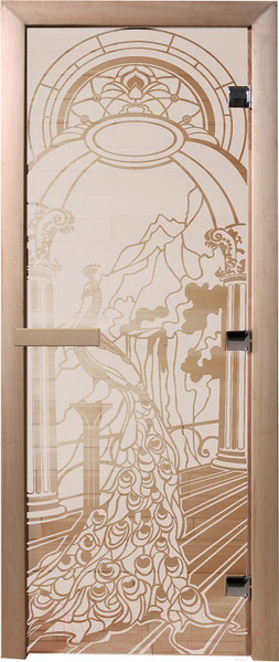 Изображение товара Стеклянная дверь для бани/сауны Doorwood Жар-птица 80x200 / DW01985 (сатин)