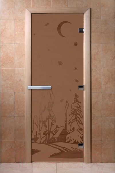 Изображение товара Стеклянная дверь для бани/сауны Doorwood Зима 70x190 / DW01250 (бронза матовый)