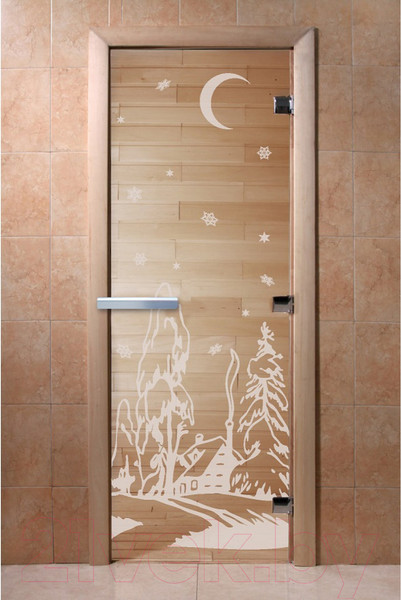 Изображение товара Стеклянная дверь для бани/сауны Doorwood Зима 70x190 / DW01321 (прозрачный)