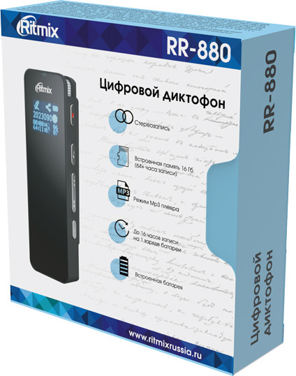 Изображение товара Цифровой диктофон Ritmix RR-880 16GB (черный)