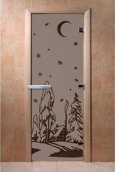 Изображение товара Стеклянная дверь для бани/сауны Doorwood Зима 70x190 / DW02931 (графит матовый)