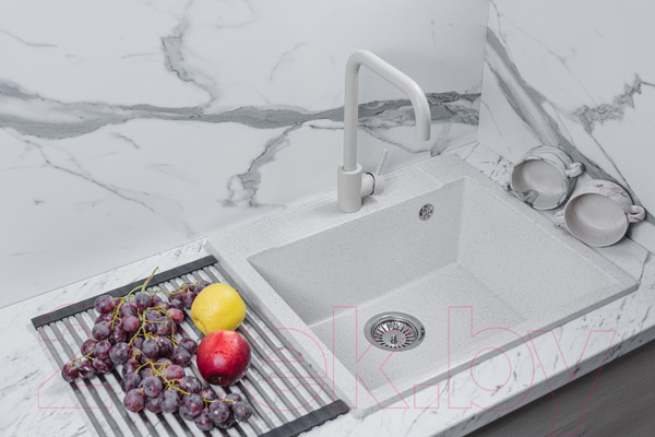 Изображение товара Мойка кухонная Marblan Cubi (серый, с сифоном)