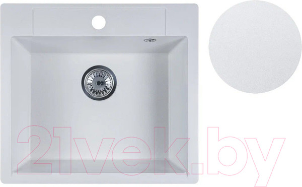 Изображение товара Мойка кухонная Marblan Cubi (иней, с сифоном)