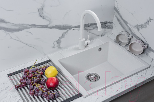 Изображение товара Мойка кухонная Marblan Cubi (иней, с сифоном)