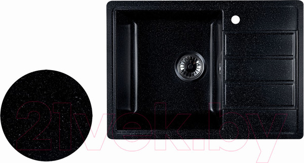 Изображение товара Мойка кухонная Marblan Recta L (черный, с сифоном)
