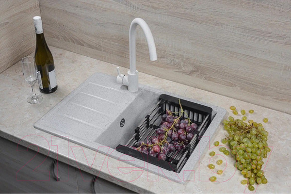 Изображение товара Мойка кухонная Marblan Recta R (серый, с сифоном)