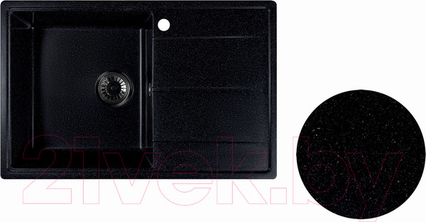 Изображение товара Мойка кухонная Marblan Magnum L (черный, с сифоном)