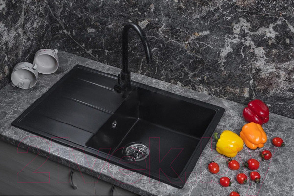 Изображение товара Мойка кухонная Marblan Magnum R (оникс, с сифоном)