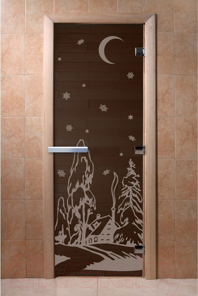 Изображение товара Стеклянная дверь для бани/сауны Doorwood Зима 70x200 / DW03524 (графит)