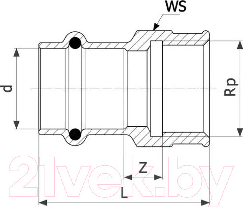 Изображение товара Муфта Viega Profipress ВР 22x1" 298128