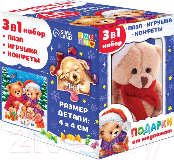 Изображение товара Подарочный набор Puzzle Time Подарки от медвежат 3 в 1 / 9714338
