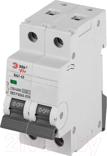 Изображение товара Выключатель автоматический ЭРА Pro VA63-2P06C4.5 ВА47-63 2P 6А / Б0059418