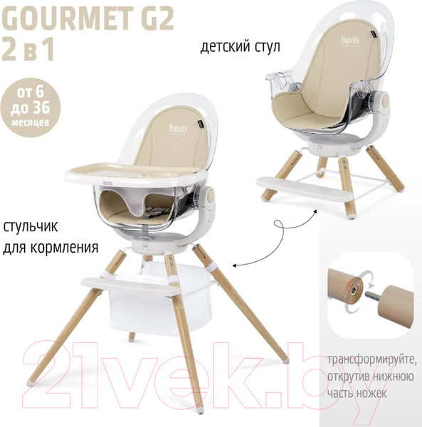 Изображение товара Стульчик для кормления Nuovita Gourmet G2 (бежевый)