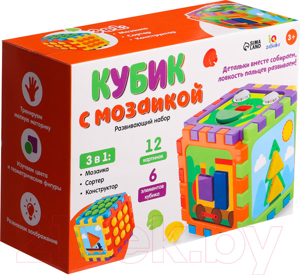 Изображение товара Развивающий игровой набор Zabiaka IQ Кубик с мозаикой / 9908684