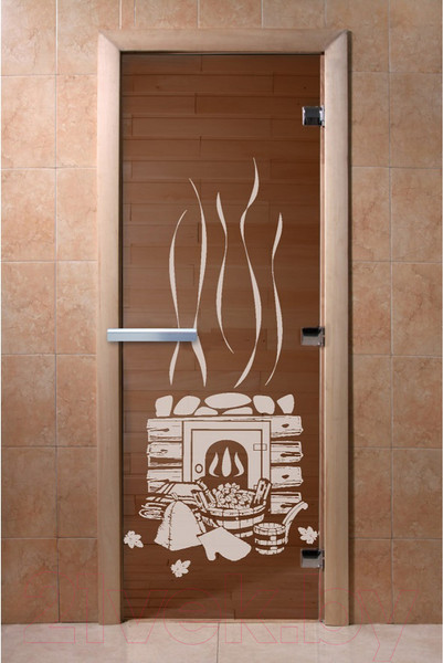 Изображение товара Стеклянная дверь для бани/сауны Doorwood Банька 80x200 / DW00064 (бронза)