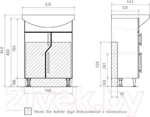 Изображение товара Тумба под умывальник Volna Bruno 60.2D Балтика