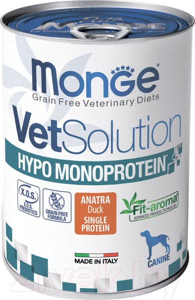 Изображение товара Влажный корм для собак Monge VetSolution Dog Hypo с уткой (400г)