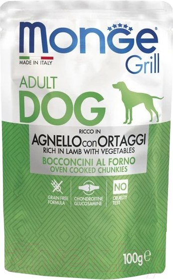 Изображение товара Влажный корм для собак Monge Dog Grill с овощами (100г)